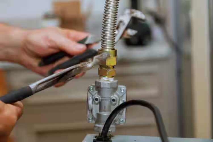 PEX gas line installation.